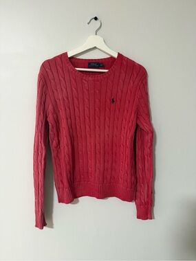 Polo by Ralph Lauren Coral Cable Knit Crewneck Sweater